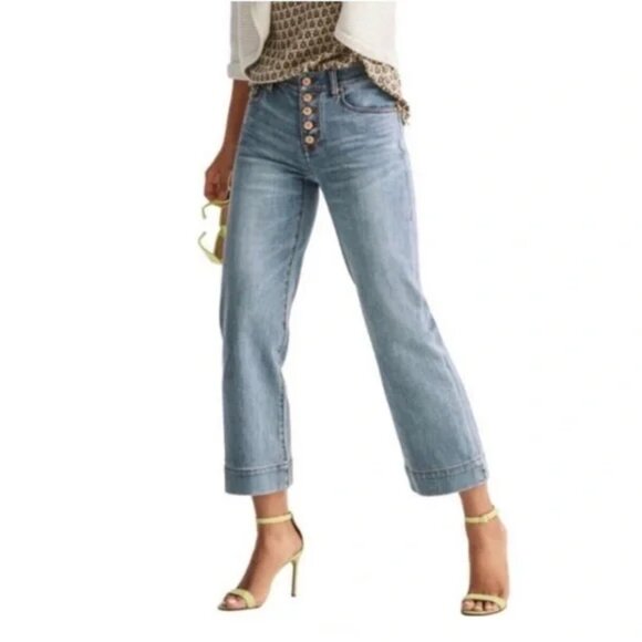 Cabi Palm Beach Crop Wide Leg Jeans 6182 Light Wash Size 6 - Picture 1 of 10